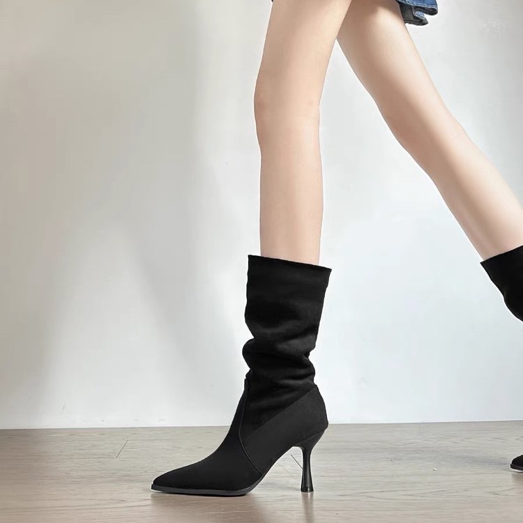 Cow Suede Mid-calf Modern Boot - Women Bags On Sale 评论和价格