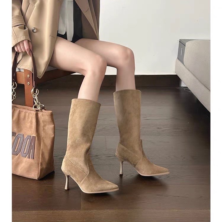 Cow Suede Mid-calf Modern Boot - Women Bags On Sale 评论和价格