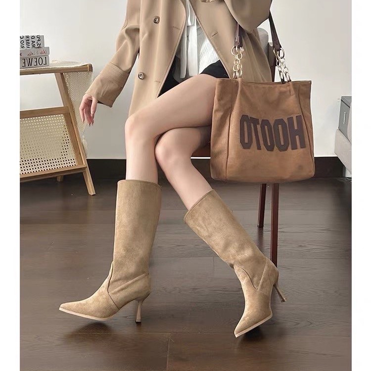 Cow Suede Mid-calf Modern Boot - Women Bags On Sale 评论和价格