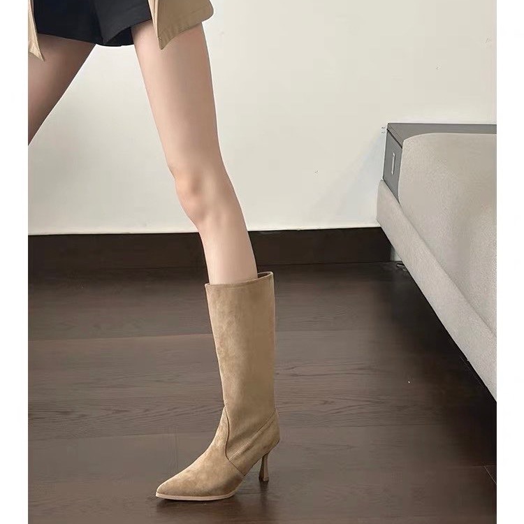Cow Suede Mid-calf Modern Boot - Women Bags On Sale 评论和价格