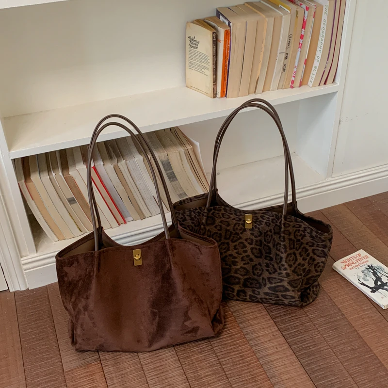 Retro Leopard Print Suede Tote - Women'S Bags Handbags 评论和价格